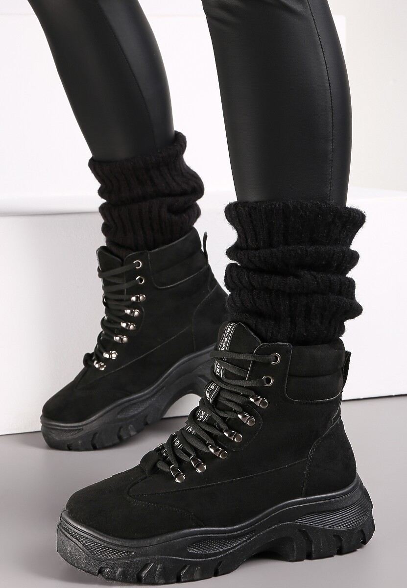 Czarne Botki Traperki Chester