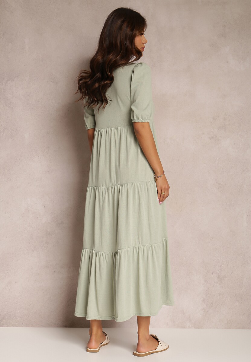 Miętowa Sukienka Bawełniana Hagelin