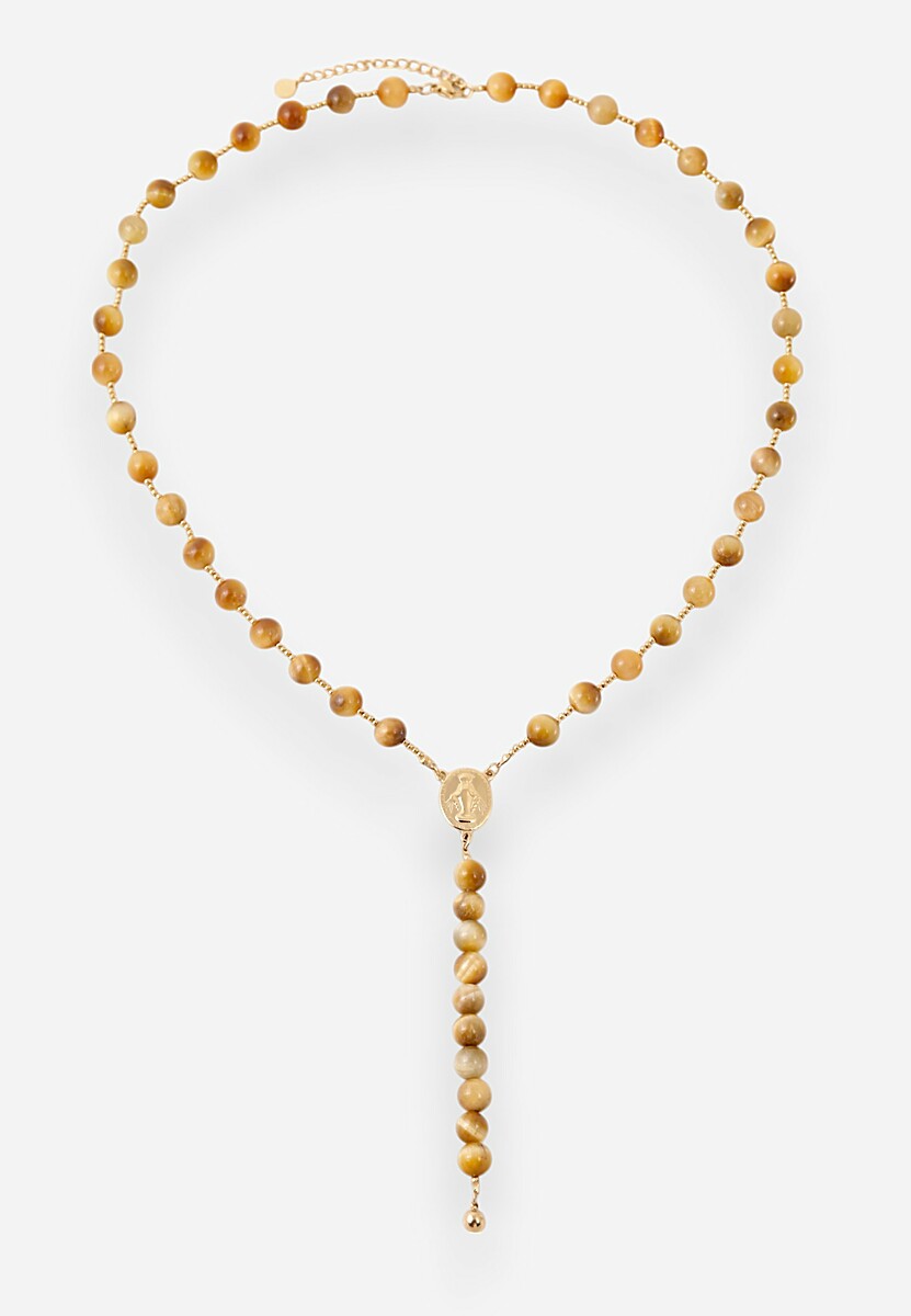 Brązowy Naszyjnik z Koralików i Ozdobnym Medalionem Lavendoni