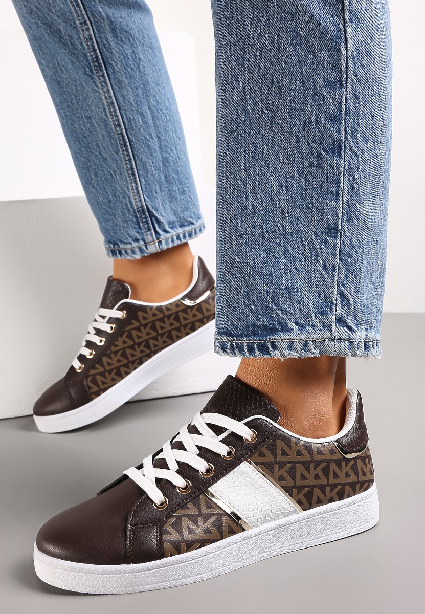Brązowe Sneakersy z Printem Casica