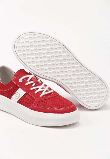 Czerwone Sneakersy Skórzane z Metaliczną Ozdobą Astevin