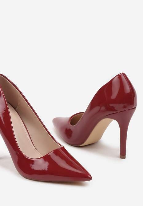 Bordowe Szpilki Lakierowane w Klasycznym Stylu Rotina
