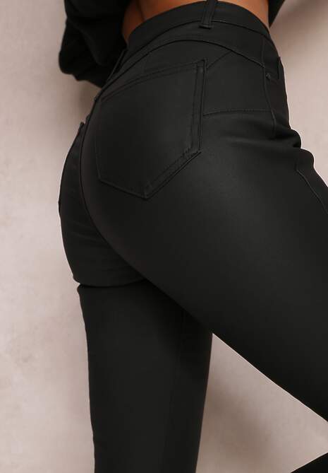 Czarne Spodnie Skinny z Ekoskóry Operwena
