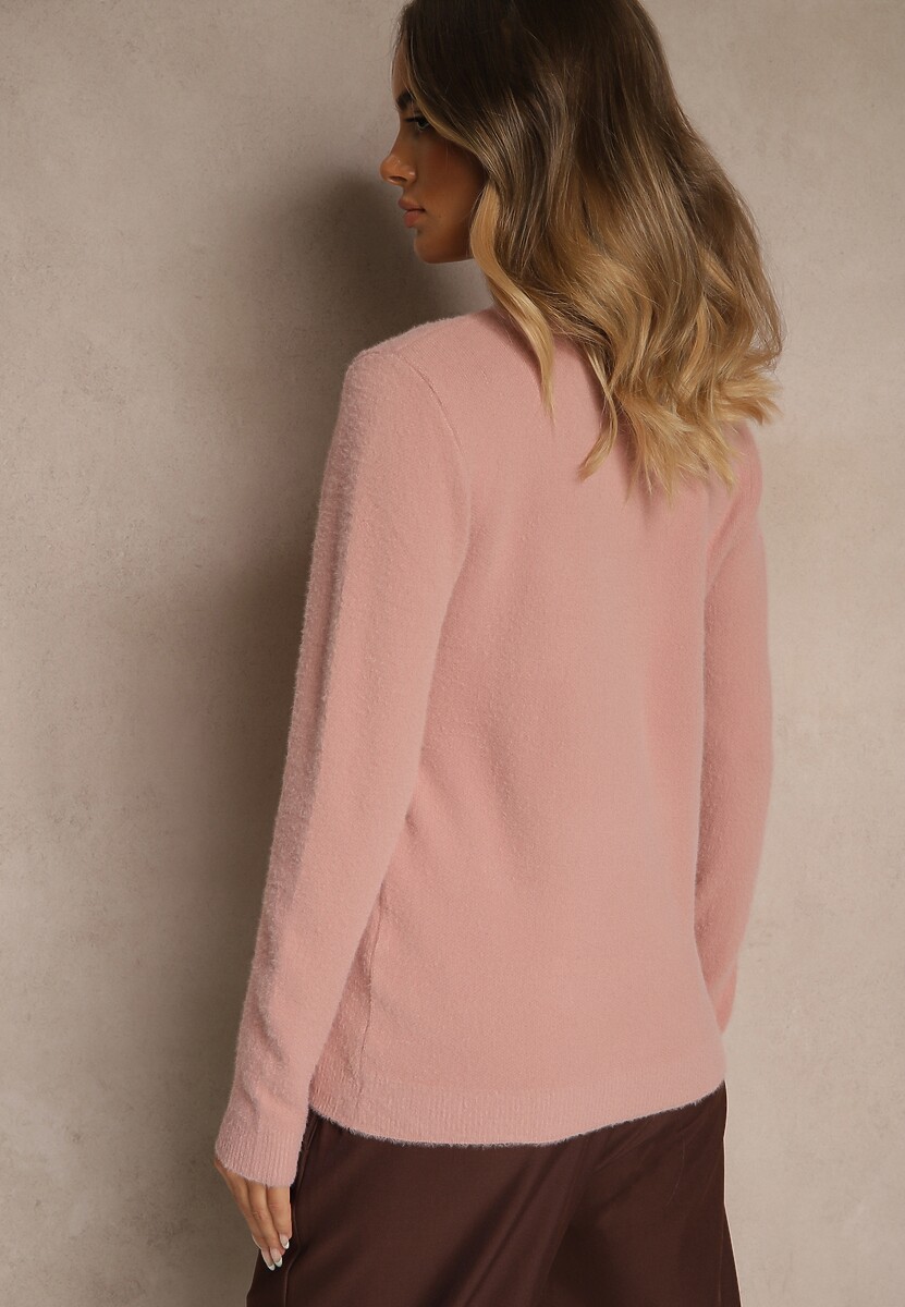 Różowy Sweter z Wełną ze Ściągaczami Furrive