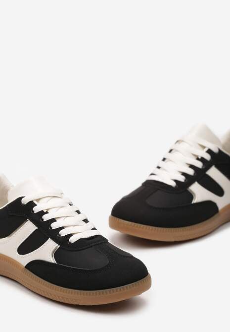 Czarne Sneakersy Tenisówki Ozdobione Wstawkami Ysalesa