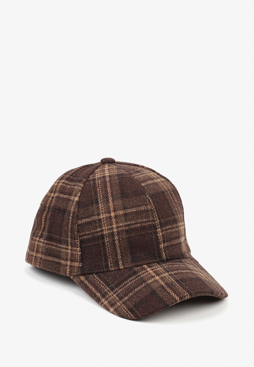 Czarna Czapka z Daszkiem Zdobiona Printem w Kratę Venilara