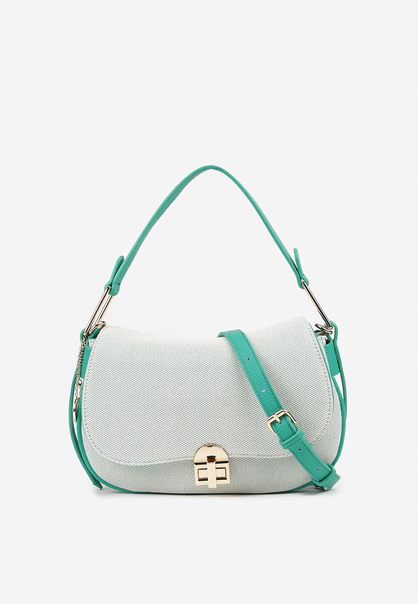 Zielona Torebka z Paskiem i Rączką Zapinana na Klapę Zolnelis