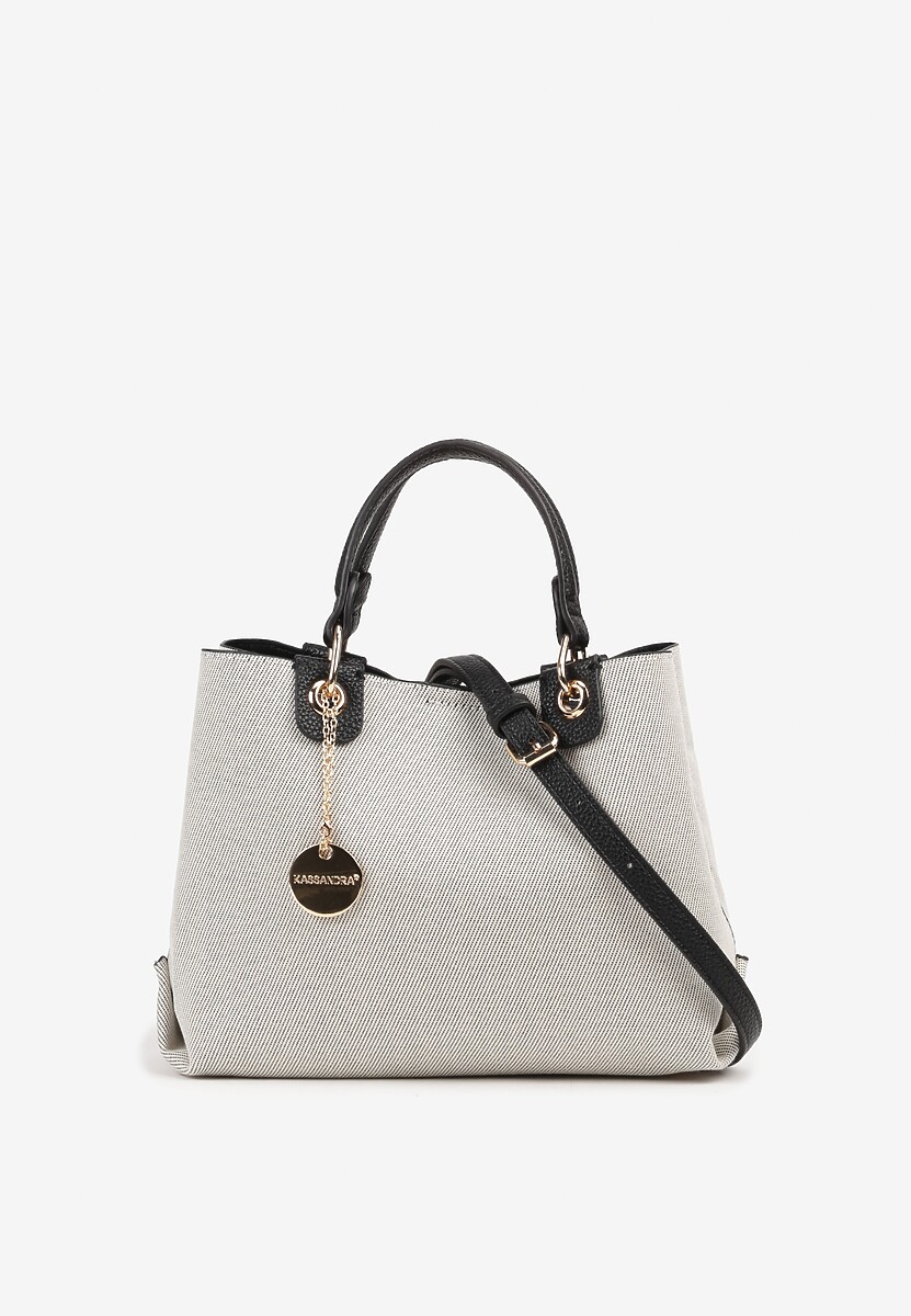 Zielona Dwukomorowa Torebka z Bawełną w Stylu Shopper z Rączkami Lalessi