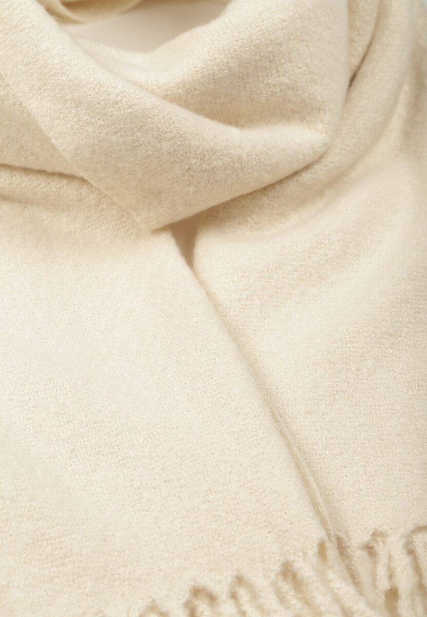 Jasnobeżowy Gładki Szalik z Frędzlami Vetimare