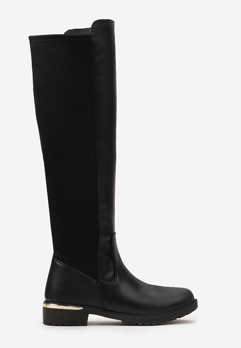 Czarne Kozaki Przed Kolano z Elastyczną Wstawką Miorcca