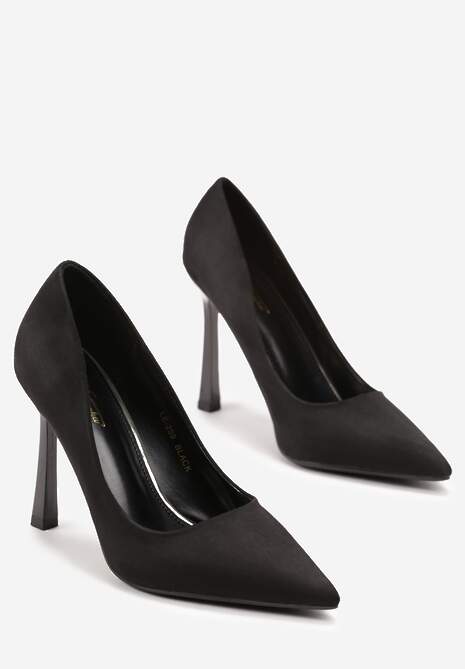 Czarne Klasyczne Szpilki z Imitacji Skóry ze Szpiczastymi Noskami Vionara