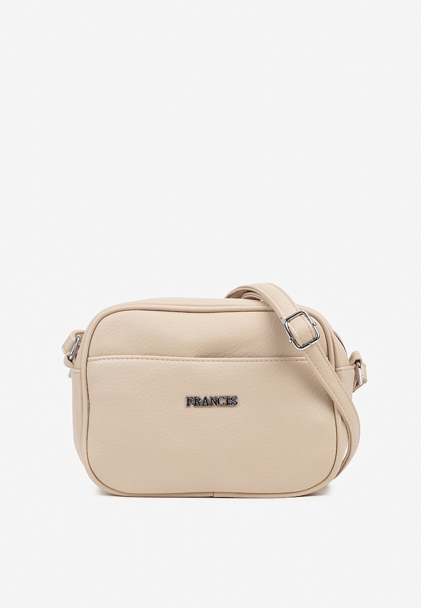 Ciemnobeżowa Torebka w Stylu Listonoszki z Napisem Dolenna