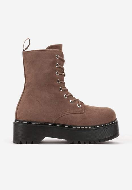 Ciemnobeżowe Botki Workery z Ekozamszu na Platformie Justines