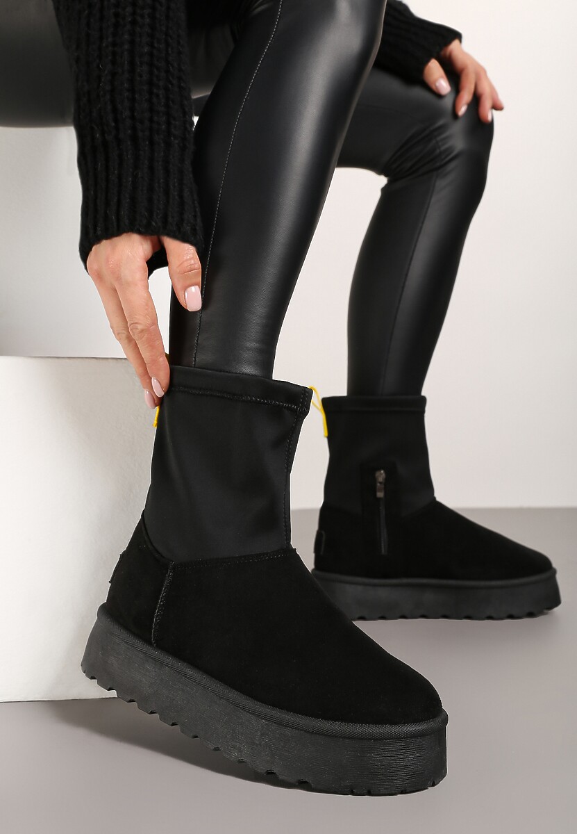 Zielone Płaskie Ocieplane Śniegowce z Elastyczną Cholewką Sevidia