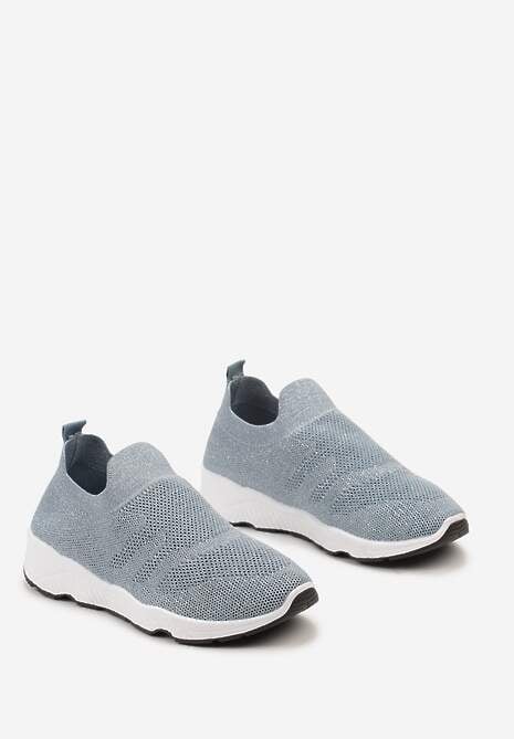 Jasnoniebieskie Buty Sportowe na Płaskiej Podeszwie z Elastyczną Cholewką Urselith