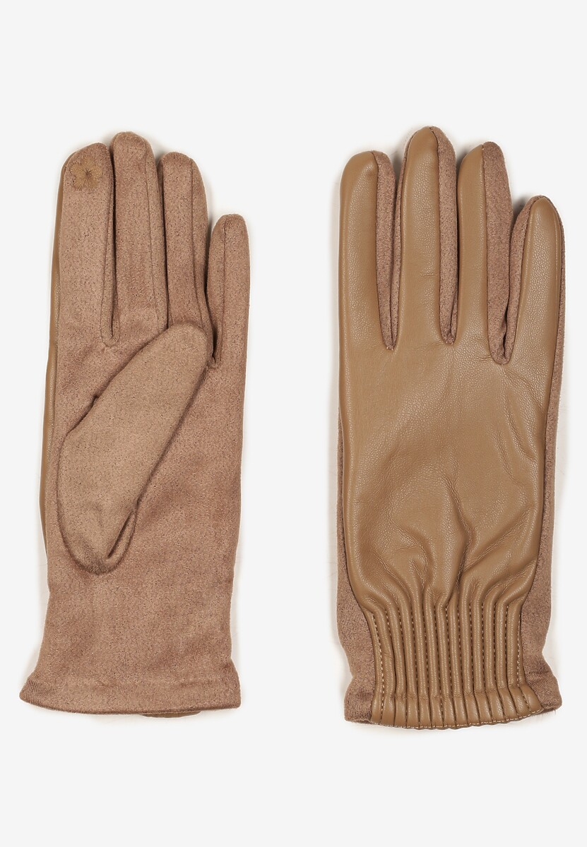 Zielone Rękawiczki z Marszczonym Wzorem Lynlemi