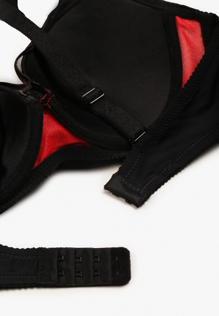 Czarno-Czerwony Biustonosz z Koronką Suffa