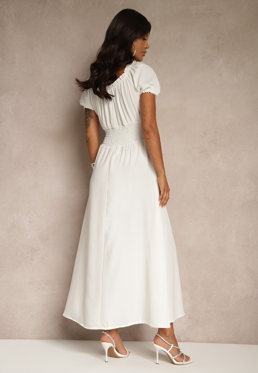 Biała Sukienka z Bufiastymi Rękawami Dolirrea