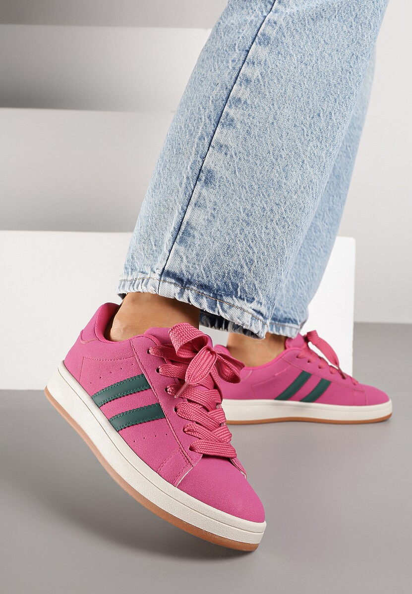 Różowe Sneakersy z Geometrycznym Wzorem Rillomia