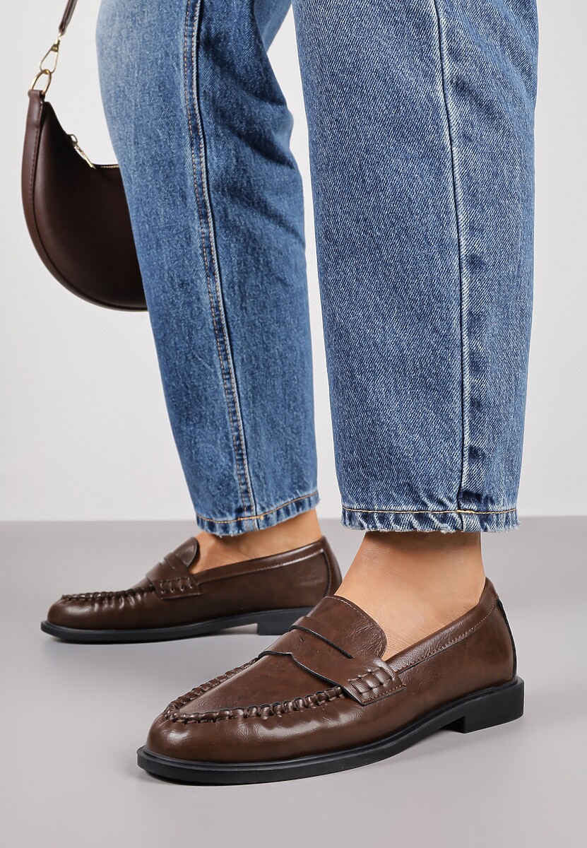 Jasnobrązowe Mokasyny Vices z Marszczeniem i Wkładką ze Skóry Naturalnej Mestia