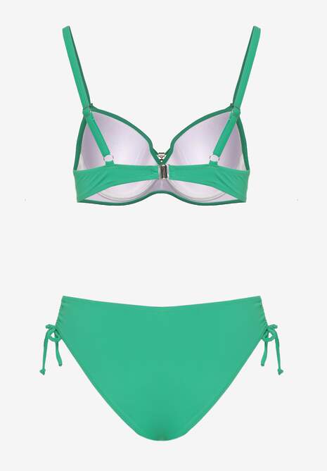 Ciemnozielone Bikini Majtki Figi z Regulacją i Biustonosz z Ozdobą Natrissa