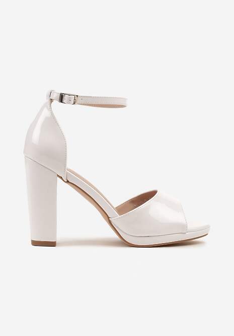 Białe Lakierowane Sandały na Słupku Rederise