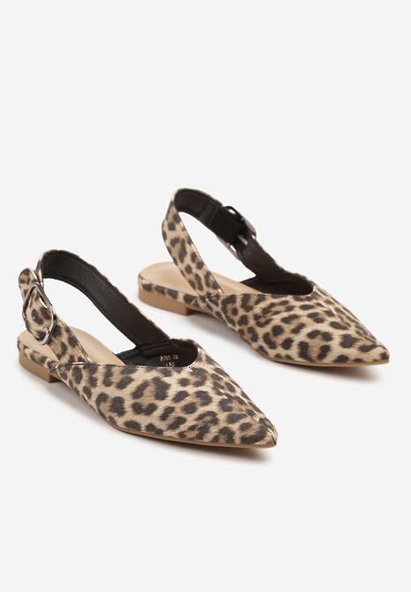 Panterkowe Sandały Typu Slingback Ozdobione Klamrą Banelias