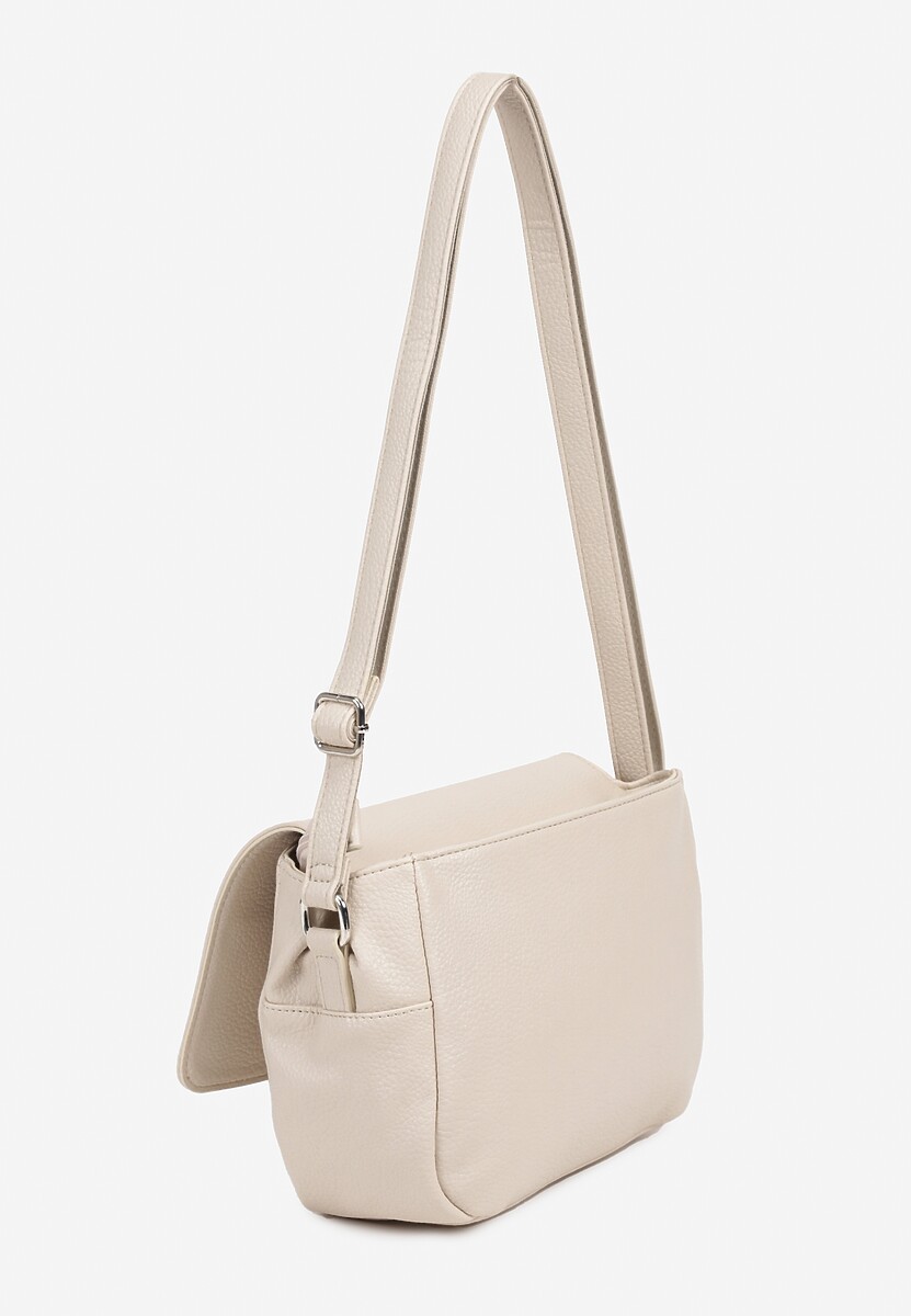 Jasnobeżowa Torebka Ozdobiona Metaliczną Aplikacją Sonarianis