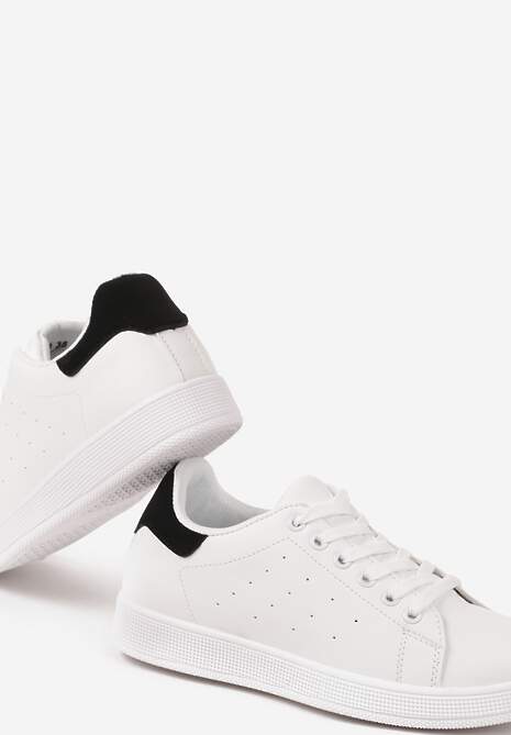 Biało-Czarne Casualowe Sneakersy na Płaskiej Podeszwie Aniefra