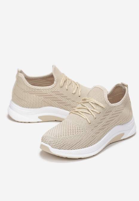 Beżowe Siateczkowe Buty Sportowe na Piankowej Podeszwie Linidas