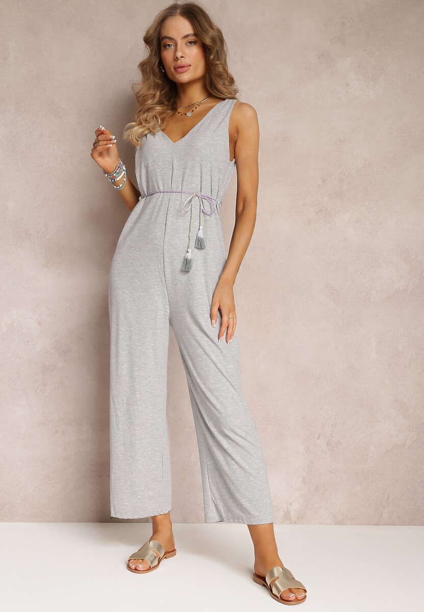 Szary Prążkowany Kombinezon bez Rękawów Valaya