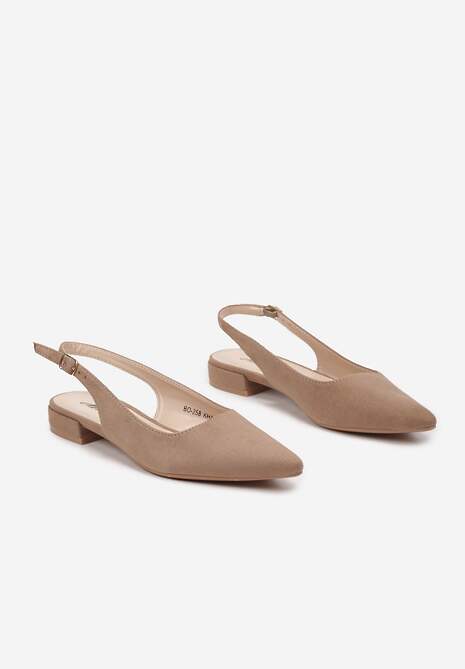 Ciemnobeżowe Sandały z Ekozamszu ze Szpiczastym Noskiem Terevelis