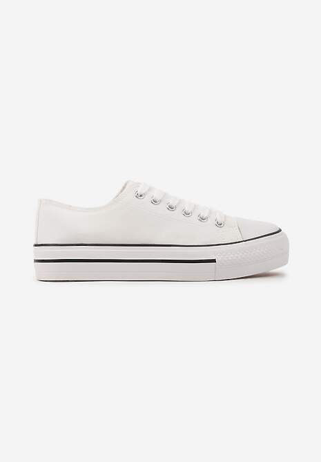 Czarno-Białe Trampki Basic z Cholewką przed Kostkę na Niskiej Platformie Senadra