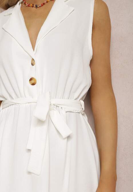 Biała Sukienka z Paskiem Phellialla