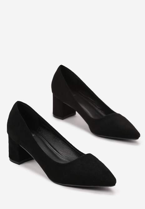 Czarne Casualowe Czółenka na Słupku Bastien