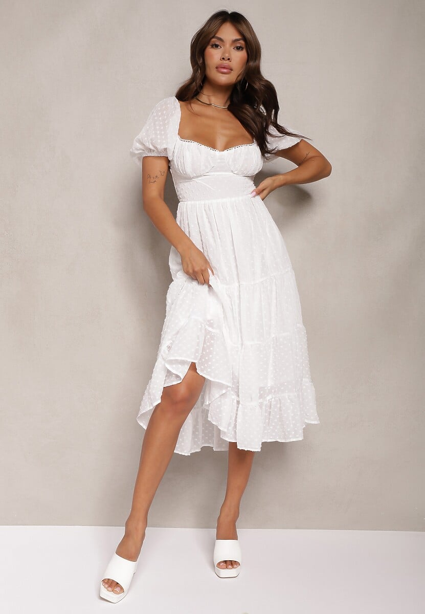 Biała Sukienka z Odkrytymi Plecami Nephia