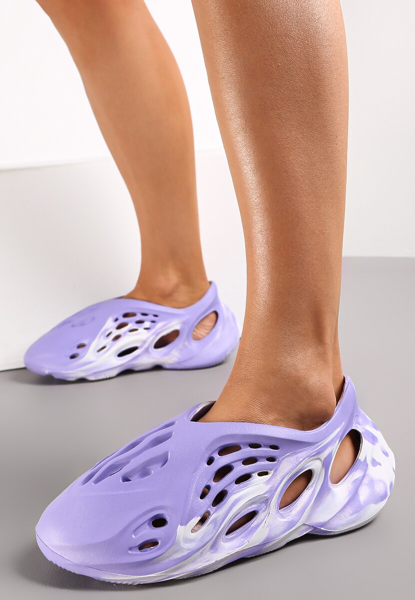 Fioletowe Gumowe Sneakersy Zdobione Efektem Ombre i Wycięciami Lisna