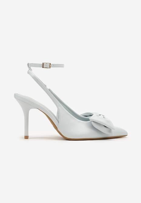 Niebieskie Sandały Vices na Szpilce Slingback Ozdobione Kokardą Tilvanea