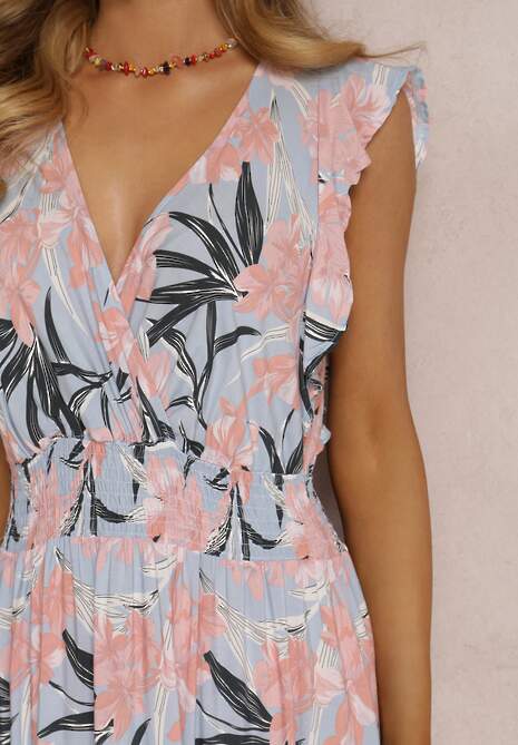 Jasnoniebieska Sukienka z Wiskozy Biran