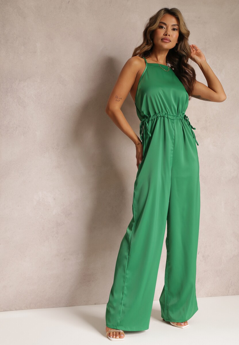 Zielony Długi Kombinezon ze Ściągaczem z Boku Notasia