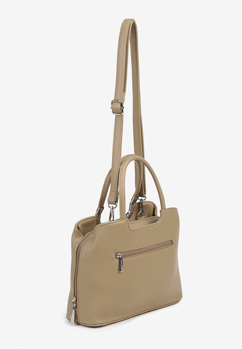 Ciemnobeżowa Prostokątna Torebka Klasyczna z Paskiem i Rączką Clarilou