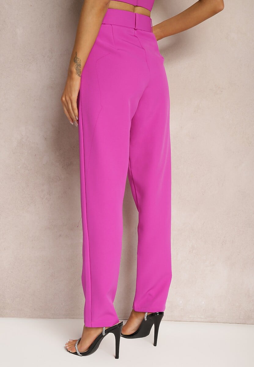 Fuksjowe Garniturowe Spodnie z Paskiem Samyah