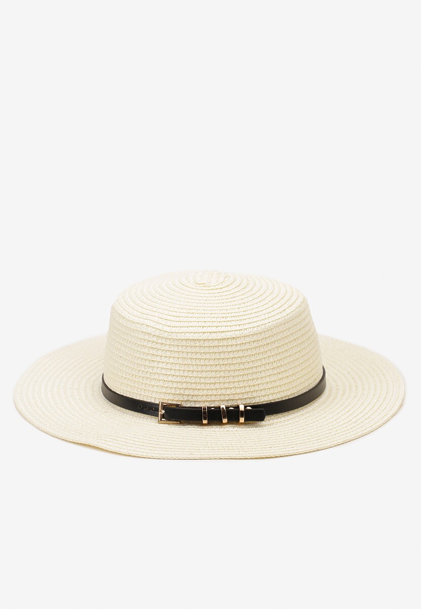 Beżowy Kapelusz z Plecionki z Paskiem i Szerokim Rondem Aspicaia