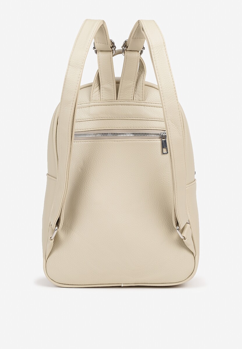 Beżowy Trapezowy Plecak z Suwakiem z Frędzlami Idassea