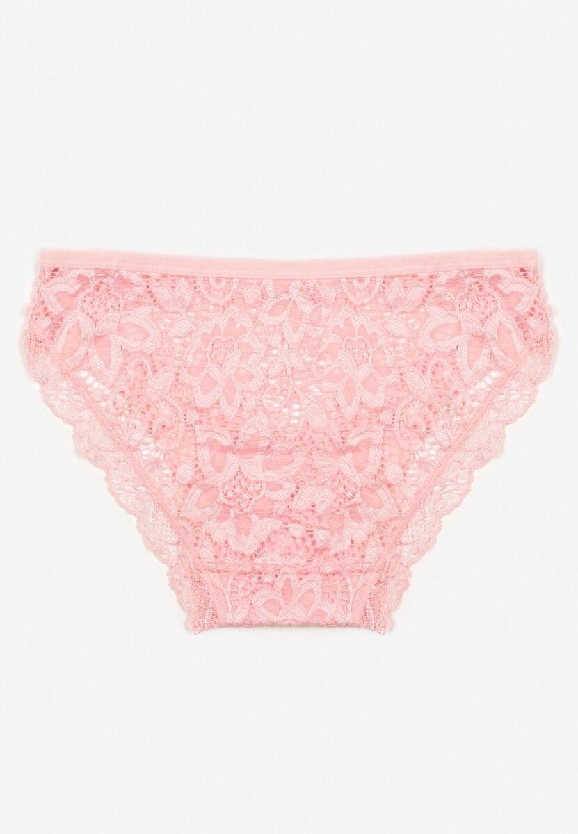 Jasnoróżowe Bawełniane Majtki Figi Ozdobione Koronką Vleova