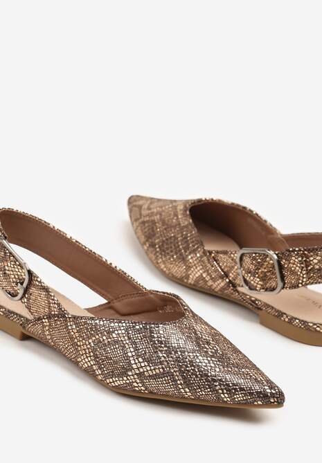 Szampańskie Sandały Vices Typu Slingback z Wkładką ze Skóry Naturalnej Rallora