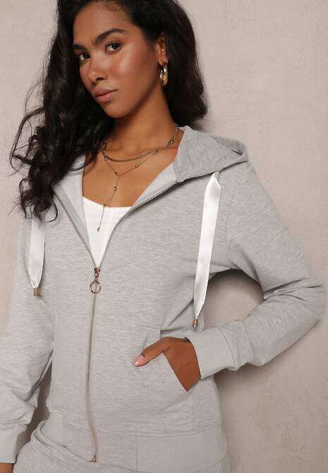 Szara Rozsuwana Bluza z Kapturem Lecua