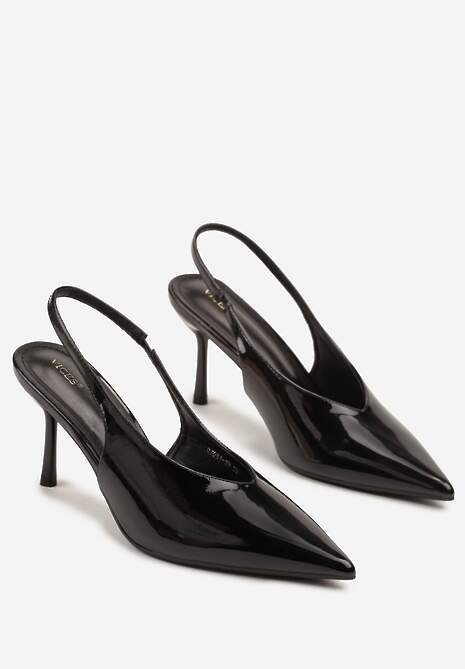 Czarne Czółenka Sandały Slingback Vices na Obcasie Typu Szpilka Tilionea