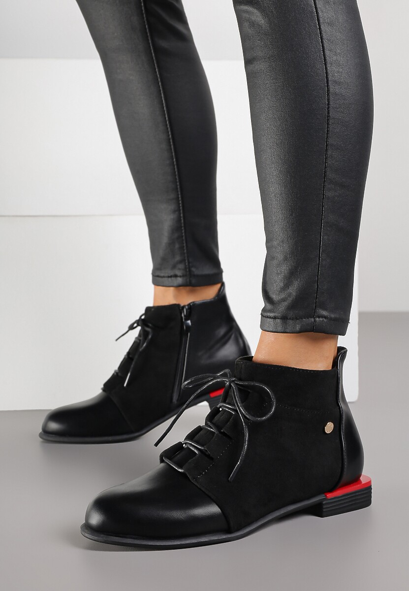 Brązowe Botki Lakierowane Vices Ozdobione Tłoczeniem Uzvila