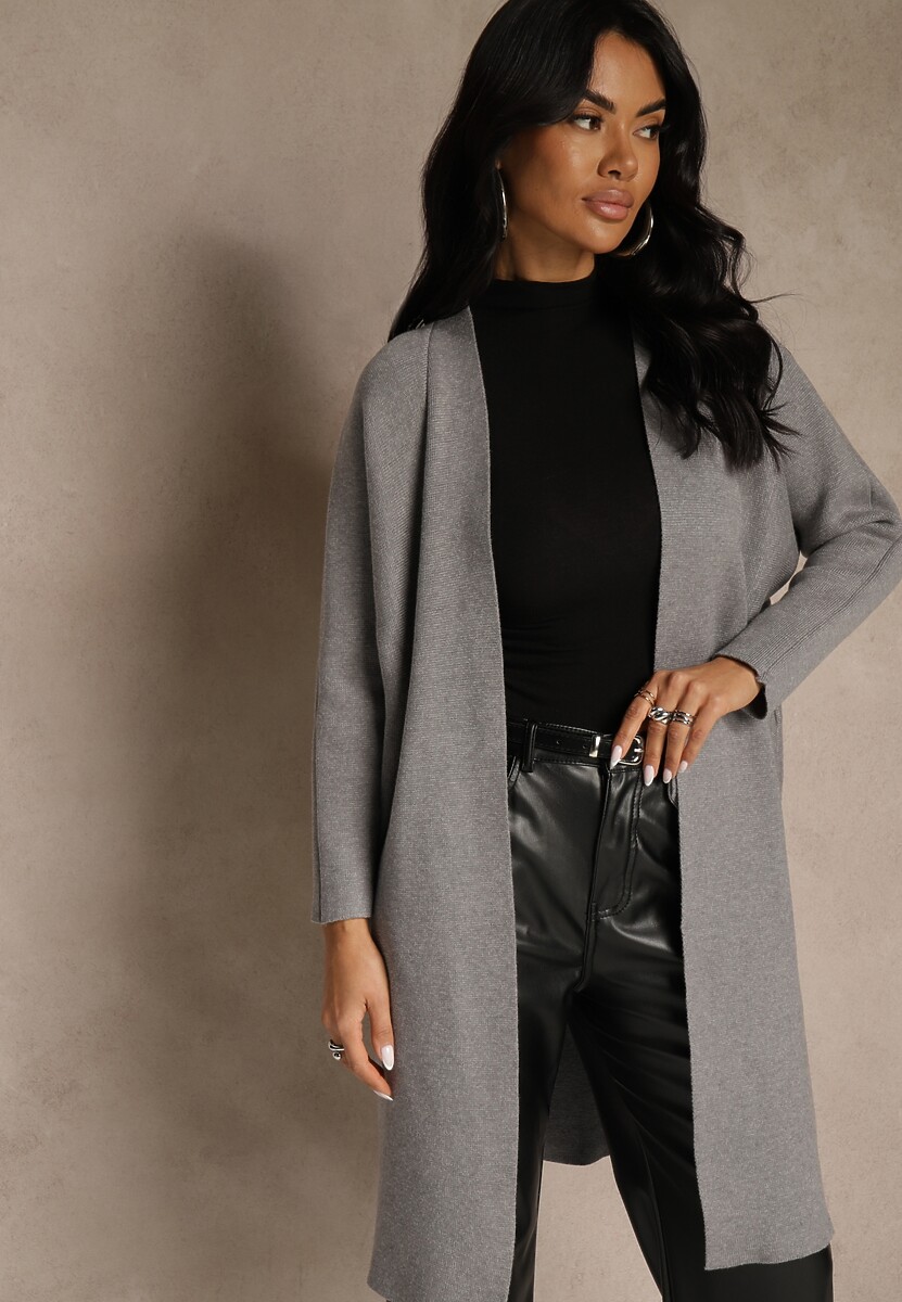 Szary Niezapinany Casualowy Kardigan Felltusa